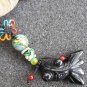 Natural agate pendant phone. Colored agate goldfish pendant