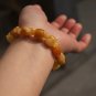 Natural yellow jade.Hand-carved. Rich the pig.(10 pig Bracelet + 10 beads)