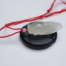 Natural white jade pendant.Hand-carved.Ice kinds of white jade cicadas. Pendant necklace.