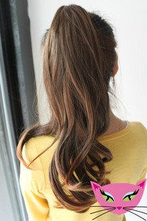 Big wave of supernatural tail wig of long hair claw clip girls black wig piece,