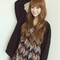 Long curly hair wig wig wig oblique Miss Liu Hai, black, dark brown, light brown