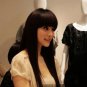 Long straight wig fluffy girl innocent look realistic fashion, black, dark brown