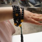 Tibetan Buddhism beads of black agate 108 beads. String beads bracelet