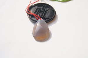 Natural agate pendant, hand-carved, (water drop). Natural landscape agate pendant