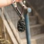 Natural dark green jade amulet pendant. Elliptic (Long) .2012 Year of the Dragon