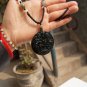 Natural dark green jade. Amulet pendant.Round money (Long) .2012 Year of the Dragon