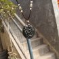 Natural dark green jade. Amulet pendant.Round money (Long) .2012 Year of the Dragon