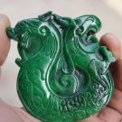 Retro green jade pendant, amulet. The dragon and phoenix pendant.