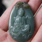 Natural (oil green) jade.Guanyin Buddha pendant.Talisman. Natural (oil green) jade.Guanyin Buddha pendant.Talisman.
