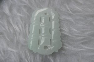 Natural white jade, hand-carved bamboo (steadily) pendant. Necklace.