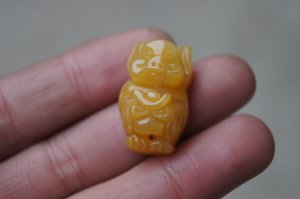Natural yellow jade.Hand-carved, rich pigs.Lucky pendant. Necklace.