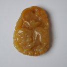 Natural light yellow jade hand-carved, sending treasure pig. Pendant.Necklace