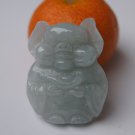 Natural white jade hand-carved, to send the treasure cartoon pig pendant. Necklace.