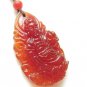 Natural carnelian hand-carved amulet.(Samantabhadra) Bodhisattva. Pendant Necklace