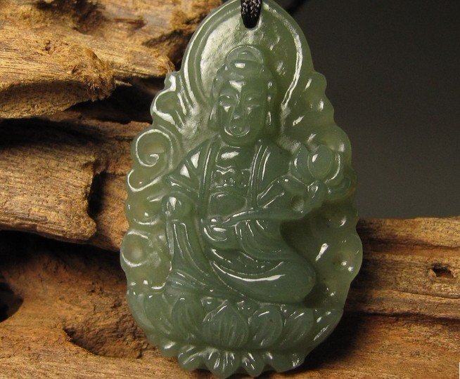 Natural hetian jade, talisman. Samantabhadra bodhisattva. Pendant necklace