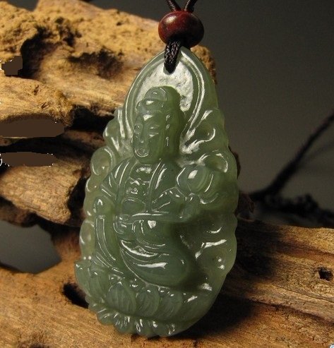 Natural hetian jade, talisman. Samantabhadra bodhisattva. Pendant necklace