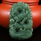 And Tian Qingyu stone, carved amulet, (dragon playing with a pearl) pendant necklace.