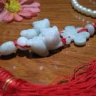 Natural white jade pendant, (double Pixiu + auspicious knot) manual cleverly weaving, car hanging.