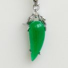Miao silver inlay green jade, hand-carved, pepper-shaped. · Pendant necklace.
