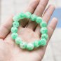 Natural light green jade, hand-carved, 16 Passepartout.(Bracelet) rubber band strung together.