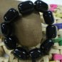 .Natural ink jade, hand-carved, rubber bands strung together 10 cylindrical beads (bracelets)