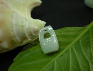 Natural white jade pendant.Hand-carved.Bucket, (world domination). Pendant necklace