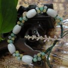 .Natural white jade carving, 4 Passepartout + Park beads, hand-woven bracelet (a pair of price)