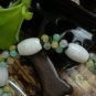 .Natural white jade carving, 4 Passepartout + Park beads, hand-woven bracelet (a pair of price)
