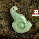 Natural beans, green jade, hand-carved. Transporter wishful pendant