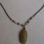 Natural light oil, green jade pendant. Hand-carved turtle, crane. Pendant necklace.