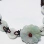 Jade bracelet. Hand-carved flower + Central + beads, handmade skillfully compiled bracelet.
