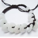 .Natural white jade. Hand-carved peace buckle + beads, handmade cleverly prepared the bracelet