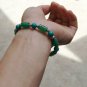 Green agate bamboo + turquoise beads + Tibetan silver, rubber band strung bracelet.