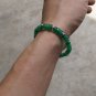 Green Agate bamboo + Tibetan silver lanterns, rubber band strung bracelet. .