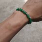 Green Agate bamboo + Tibetan silver lanterns, rubber band strung bracelet. .