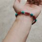 Red agate bamboo + turquoise + Tibetan silver lanterns, rubber band strung bracelet.