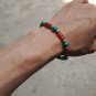 Red agate bamboo + turquoise + Tibetan silver lanterns, rubber band strung bracelet.