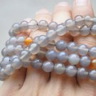 Tibetan buddhist rosary bracelet necklace, natural light grey agate, 8 mm beads. Tibetan buddhist rosary bracelet necklace, natural light grey agate, 8 mm beads.