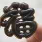 Natural dark green jade carving, good luck pendants (fu) word, necklace pendant.