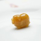 Hand-carved natural topaz, three-dimensional fortune pigs. Pendant necklace.