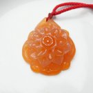 Hand-carved natural orange red agate peony. Pendant necklace. Hand-carved natural orange red agate peony. Pendant necklace.