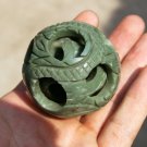 Lushan jade, hand-carved jade dragon and phoenix ball. 3 layer transshipment ball.