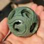 Lushan jade, hand-carved jade dragon and phoenix ball. 3 layer transshipment ball.