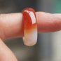 Hand-carved, natural agate red and white agate ring (inner diameter 20 mm)