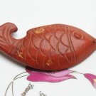Chinese jade, vintage carved red carp.Fortunately, pendants, necklaces