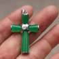 Green jade pendant, aluminium alloy inlaid with Jesus Christ (cross). Necklace, pendant.