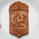 Retro yellow jade pendant, hand-carved necklace pendant (BMW). Height of about 102mm.