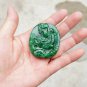 Hand-carved green jade brave troops (oval) double-sided engraving. Necklace pendant