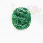Hand-carved green jade brave troops (oval) double-sided engraving. Necklace pendant
