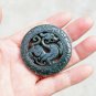 Manual two-sided openwork. Natural deep green jade, (retro) Long.(Amulet).Pendant.50x5mm.
